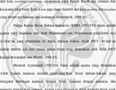 gambaran (1991:735). Islam berasal dari kata aslama yang merupakan turunan 