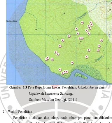 Gambar 3.3 Peta Rupa Bumi Lokasi Penelitian, Cikolomberan dan 