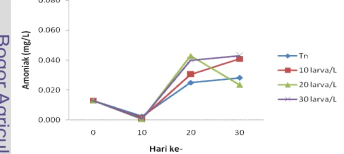 Gambar 9. Grafik amoniak (NH3) media pemeliharaan larva ikan betok (Anabas 