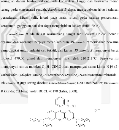 Gambar 2.5. Struktur kimia Rhodamin B dalam bentuk ion (Bhowal, dkk., 2009) 