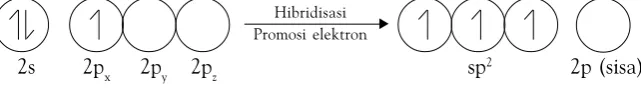 Gambar 2.10Pembentukan orbital hibrida sp.