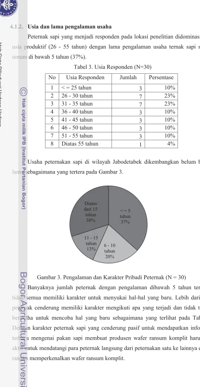 Tabel 3. Usia Responden (N=30) 