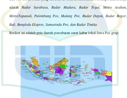 Gambar Peta persebaran surat kabar lokal Jawa Pos Grup 
