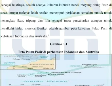 Gambar 1.1 Peta Pulau Pasir di perbatasan Indonesia dan Australia 