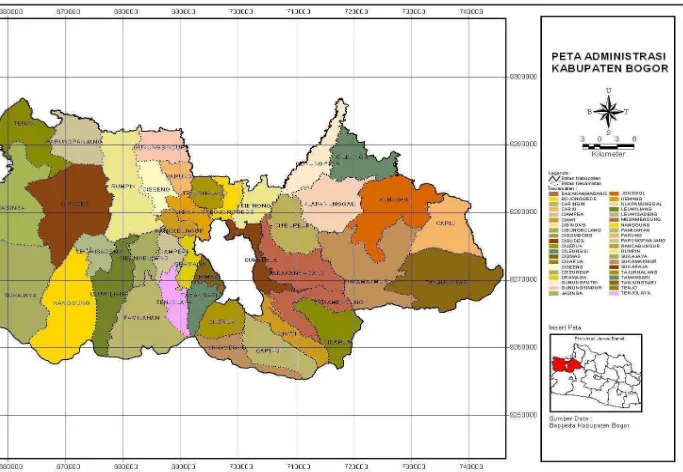 Gambar 2  Peta Administrasi Kabupaten Bogor. 