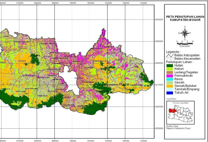 Gambar 7  Peta Penutupan Lahan Kabupaten Bogor. 
