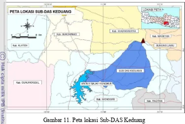 Gambar 12. Peta Pembagian Wilayah Administrasi Sub-DAS Keduang