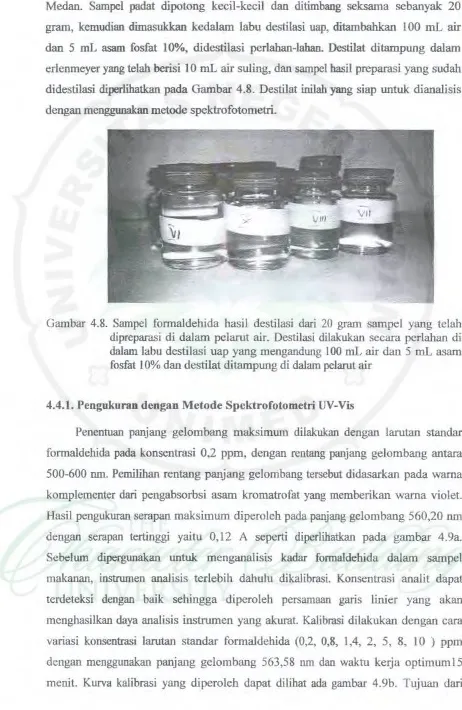 Gambar 4.8. Sampel formaldehida hasil destilasi dari 20 gram sarnpel yang telah 