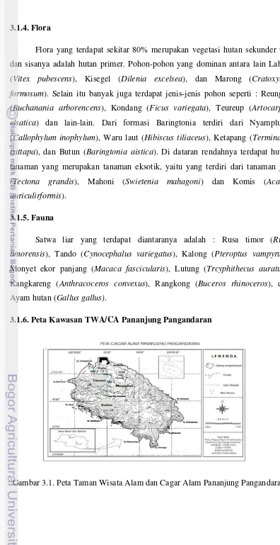 Gambar 3.1. Peta Taman Wisata Alam dan Cagar Alam Pananjung Pangandaran. 