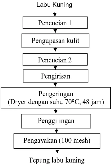 Gambar 4. Diagram alir proses pembuatan tepung labu kuning (Henny, 2003) 