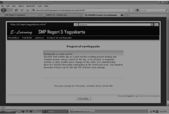 Gambar 10. Tampilan quiz dalam e-learning 