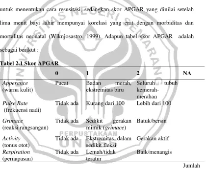 Tabel 2.1 Skor APGAR 