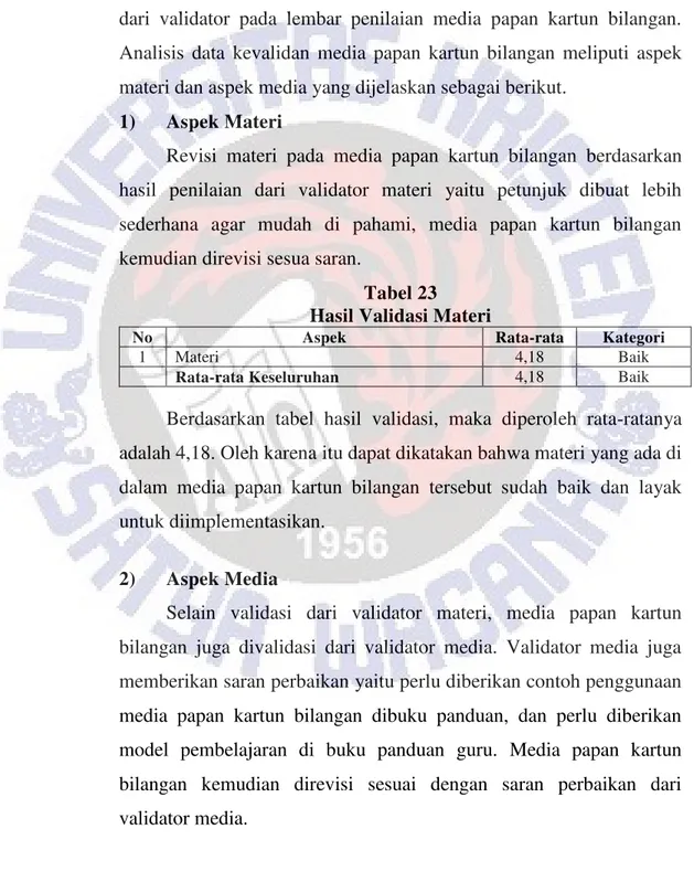 Tabel 23  Hasil Validasi Materi