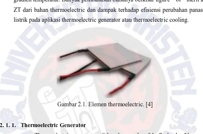 Gambar 2.1. Elemen thermoelectric. [4] 