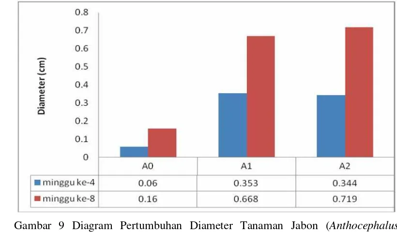 Gambar 9 Diagram Pertumbuhan Diameter Tanaman Jabon (Anthocephalus