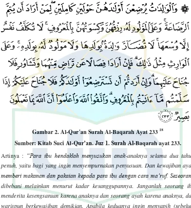 Gambar 2. Al-Qur'an Surah Al-Baqarah Ayat 233 18 