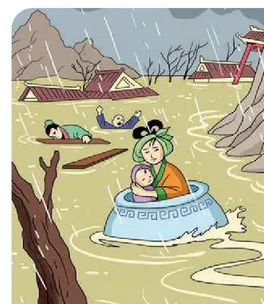 Gambar ini melukiskan kejadian pada tahun 1103 keika Sungai Kuning atau Huang He meluap dan terjadi banjir besar yang melanda seluruh wilayah