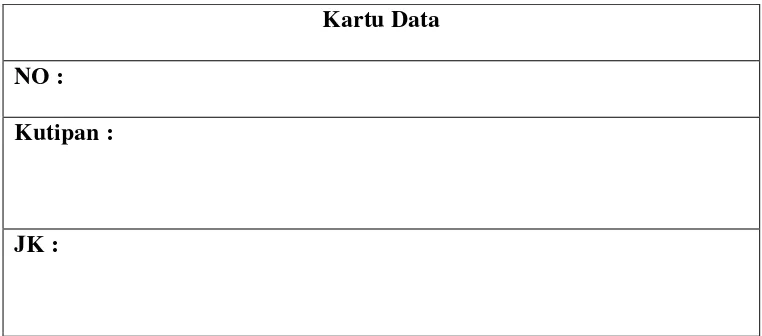 Tabel 1 : tabel kartu data  