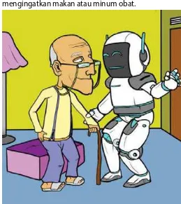 Gambar Robot yang Sedang Menolong Orang yang sudah tua