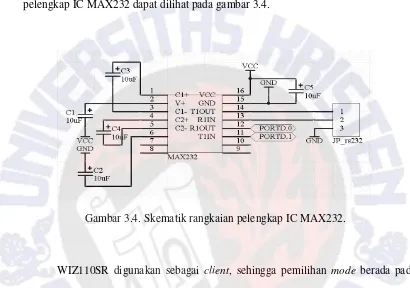 Gambar 3.4. Skematik rangkaian pelengkap IC MAX232. 