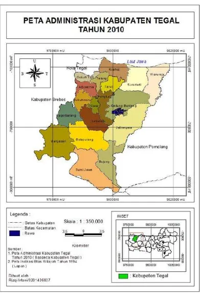 Gambar 4.1 Peta Administrasi Kabupaten Tegal Tahun 2010 