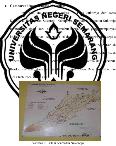 Gambar 2. Peta Kecamatan Sukorejo Sumber: Dokumentasi Pribadi (Win Utami, 2011) 