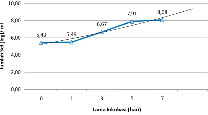 Gambar 10. Pola pertumbuhan bakteri campuran selama masa inkubasi (nilai log) 