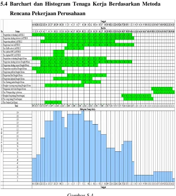 Gambar 5.4 Barchart dan histogram tenaga kerja 