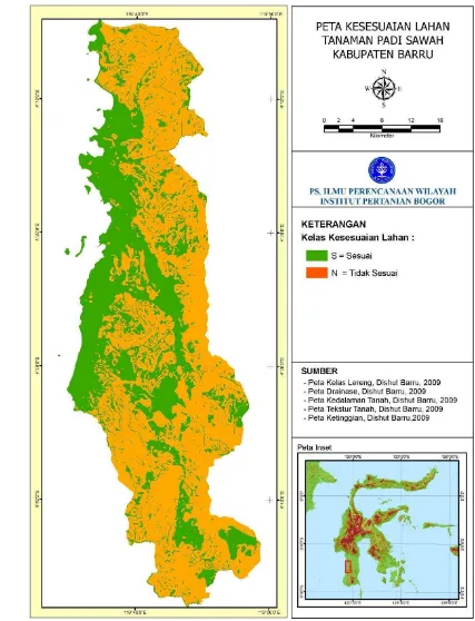 Gambar 11. Peta Kesesuaian Lahan Tanaman Padi Sawah di Kabupaten Barru 