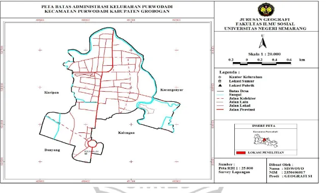 Gambar 5 : Peta Batas Administrasi Kelurahan Purwodadi Kecamatan Purwodadi      Kabupaten Grobogan