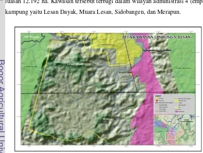 Gambar 2 Peta kondisi fisik lokasi Kawasan Lindung Sungai Lesan (TNC, 2010). 