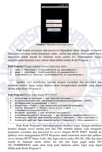 Gambar 7  Halaman menu login admin  
