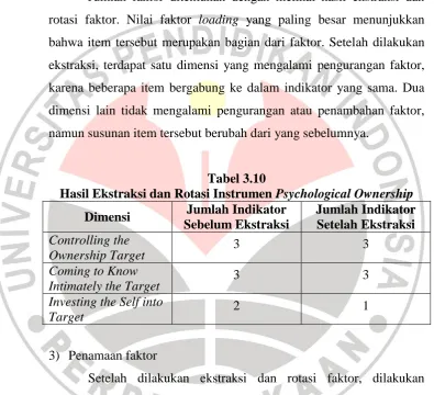 Tabel 3.10 Hasil Ekstraksi dan Rotasi Instrumen 