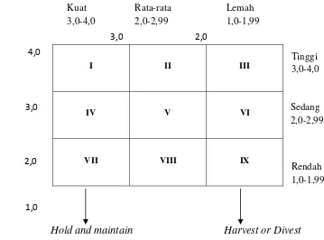 Gambar 3. Matriks Internal Eksternal (Umar, 2003) 