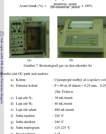 Gambar 7  Kromatografi gas (a) dan rekorder (b) 