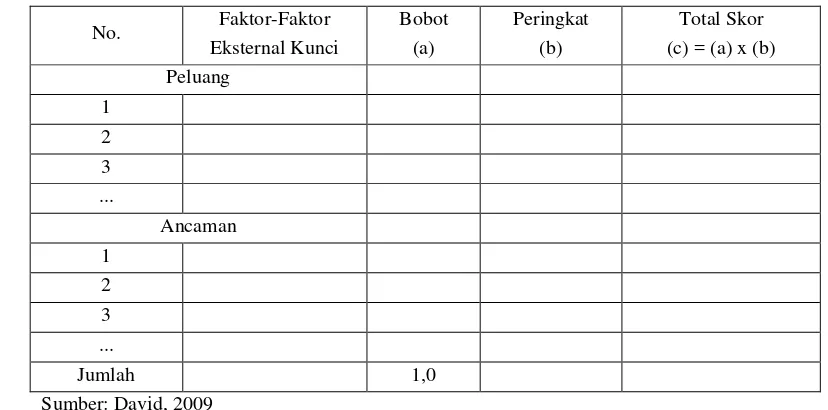 Tabel 9. Matriks External Factor Evaluation (EFE) 