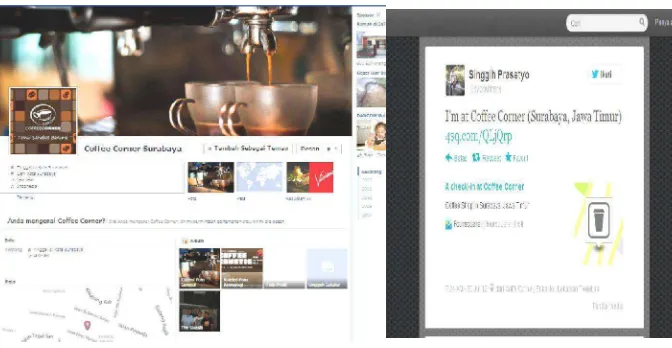 Gambar 4.3. Face Book dan Twitter Coffee Corner 