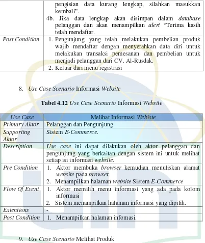 Tabel 4.13 Use Case Scenario Melihat Produk