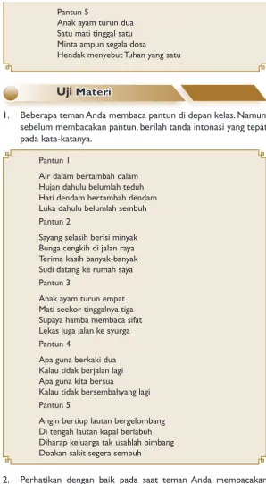 Tabel 1.Penilaian Pembacaan Pantun