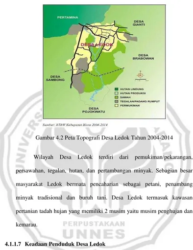 Gambar 4.2 Peta Topografi Desa Ledok Tahun 2004-2014 