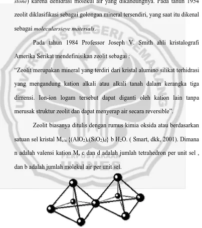 Gambar 1. Tetrahedra alumina dan silika (TO4) pada struktur zeolit ( Las, 2004)  