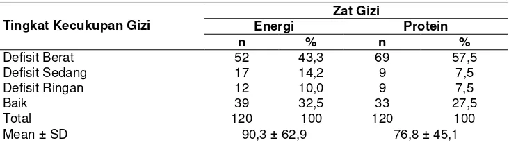 Tabel 12 Tingkat kecukupan energi dan protein rumah tangga 
