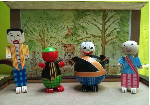 Gambar 5. Mainan Puno dengan 6 ekspresi yang berbeda  (Sumber: Mainan anak hasil rancangan Nandwirani, 2011) 