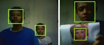 Gambar 6. Pengujian deteksi wajah dengan kemiringan wajah terhadap kamera yang masih bisa dideteksi