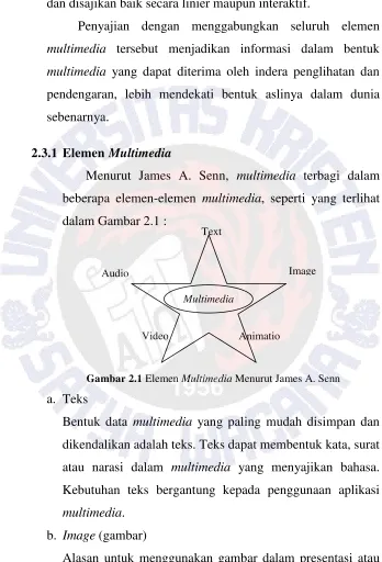 Gambar 2.1 Elemen Multimedia Menurut James A. Senn 