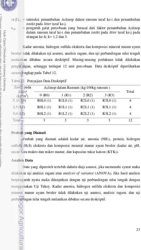 Tabel 12.  Penyajian Data Deskriptif 