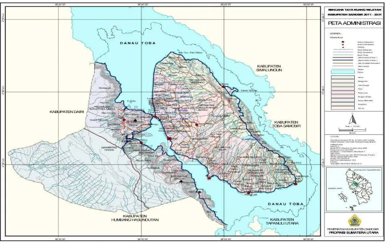 Gambar 3.1   Peta lokasi objek studi PLTA Pumped Storage Kabupaten Samosir 