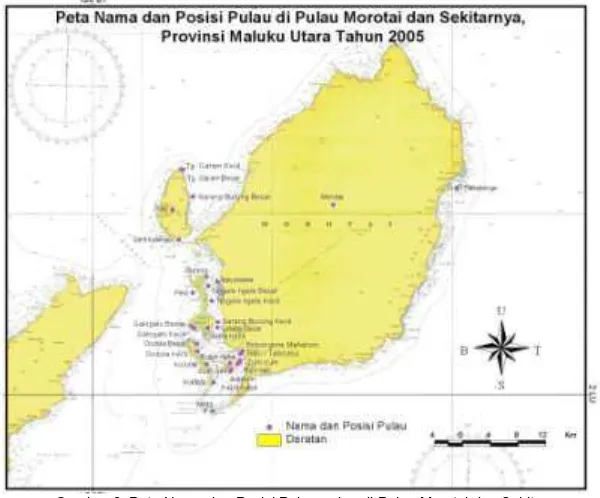 Tabel 2. Daftar Nama dan Posisi Pulau-pulau di Pulau Morotai dan Sekitarnya  Table 2. List Name and Position of islands in Morotai Island and Its Surrounding