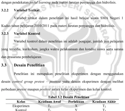 Tabel 3.2 Desain Penelitian 