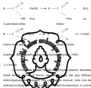 Gambar 1. Reaksi pembentukan sabun kalsium (Ketaren, 1986). 